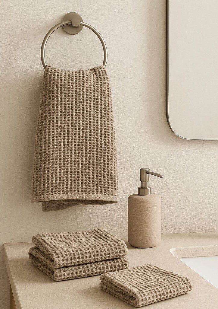 MAMA AND TOCHTER 100% Organic Cotton Rustic Waffle Face Cloth - Natural - Zabecca Living