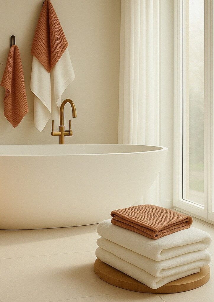 MAMA AND TOCHTER 100% Organic Cotton Rustic Waffle Face Cloth - Terracotta - Zabecca Living