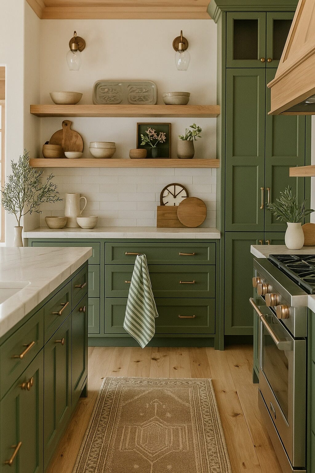 MAMA AND TOCHTER Pure French Linen Tea Towel - Celtic Green Stripe - Zabecca Living