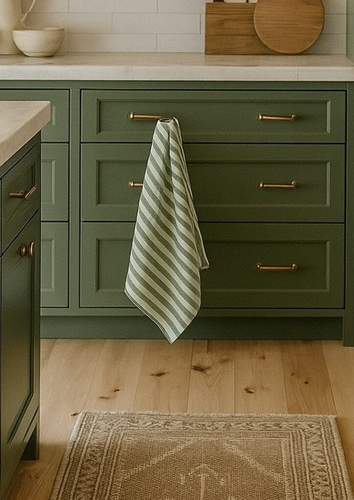 MAMA AND TOCHTER Pure French Linen Tea Towel - Celtic Green Stripe - Zabecca Living