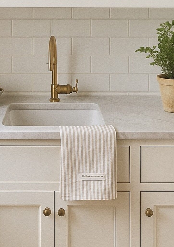 MAMA AND TOCHTER Pure French Linen Tea Towel - Nature Stripes - Zabecca Living