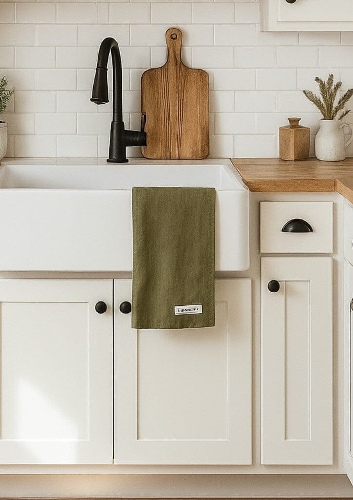 MAMA AND TOCHTER Pure French Linen Tea Towel - Olive - Zabecca Living