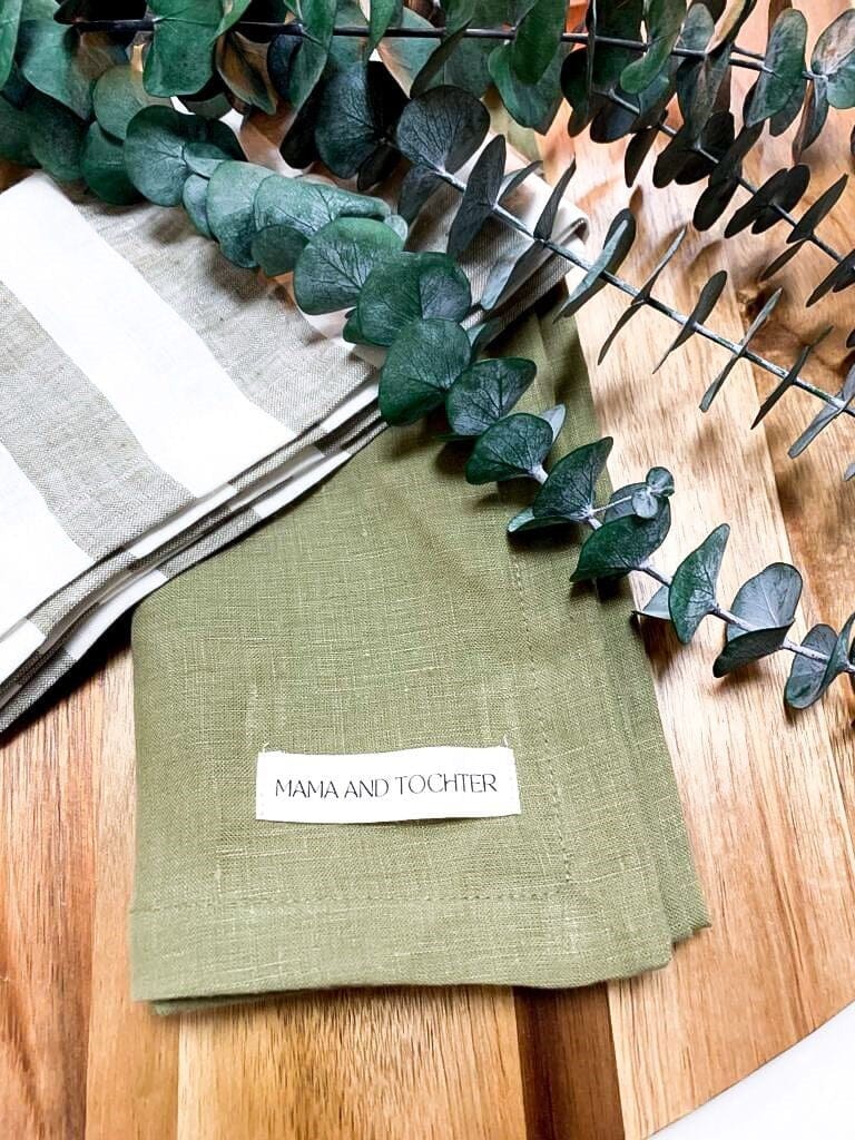MAMA AND TOCHTER Pure French Linen Tea Towel - Olive - Zabecca Living