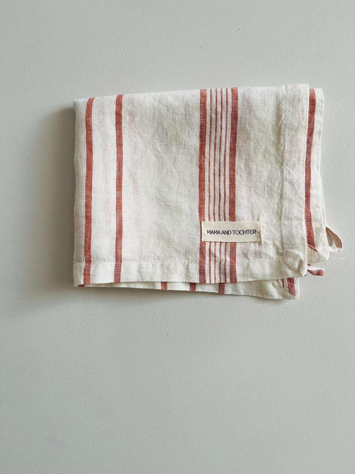 MAMA AND TOCHTER Pure French Linen Tea Towel - Rust Stripe - Zabecca Living
