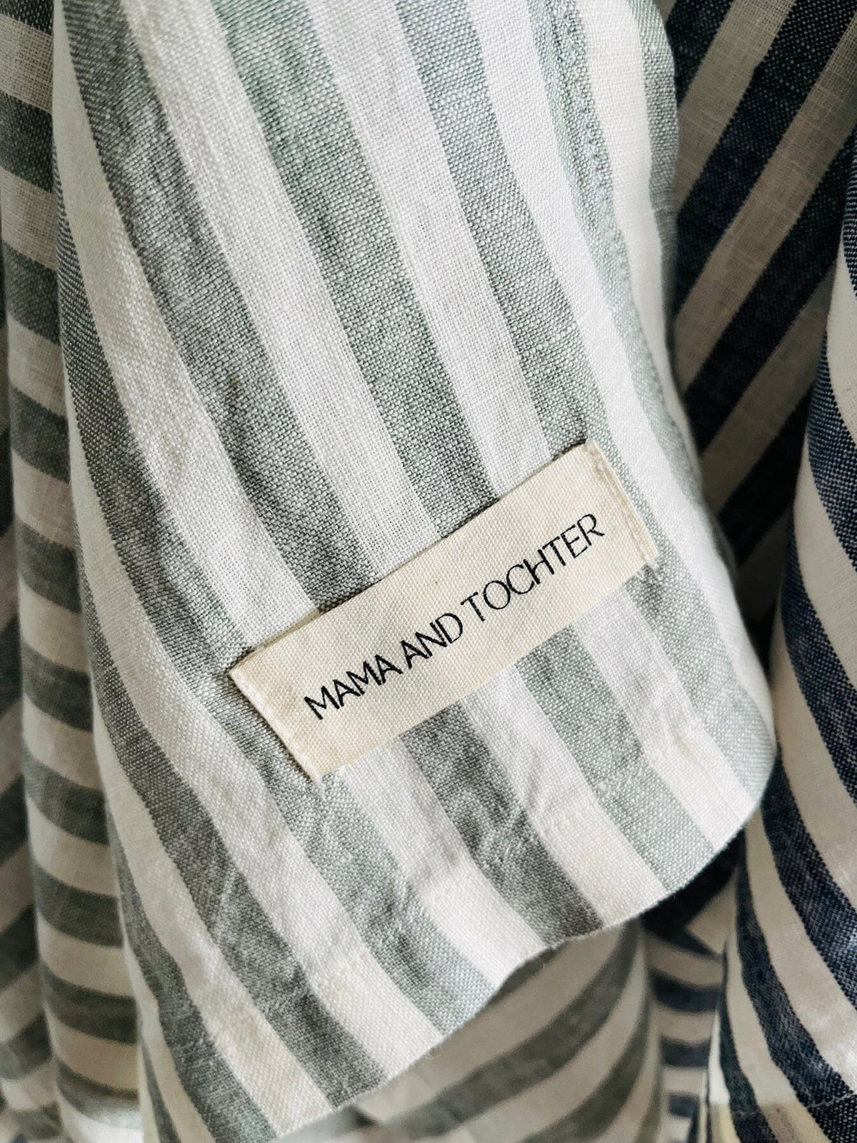 MAMA AND TOCHTER Pure French Linen Tea Towel - Sage Stripe - Zabecca Living