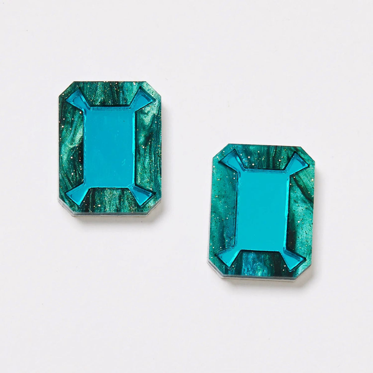 MARTHA JEAN Brilliant Studs - Emerald Earrings - Zabecca Living