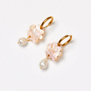 MARTHA JEAN Cloud and Pearl Earrings - Gold Swirl Earrings - Zabecca Living