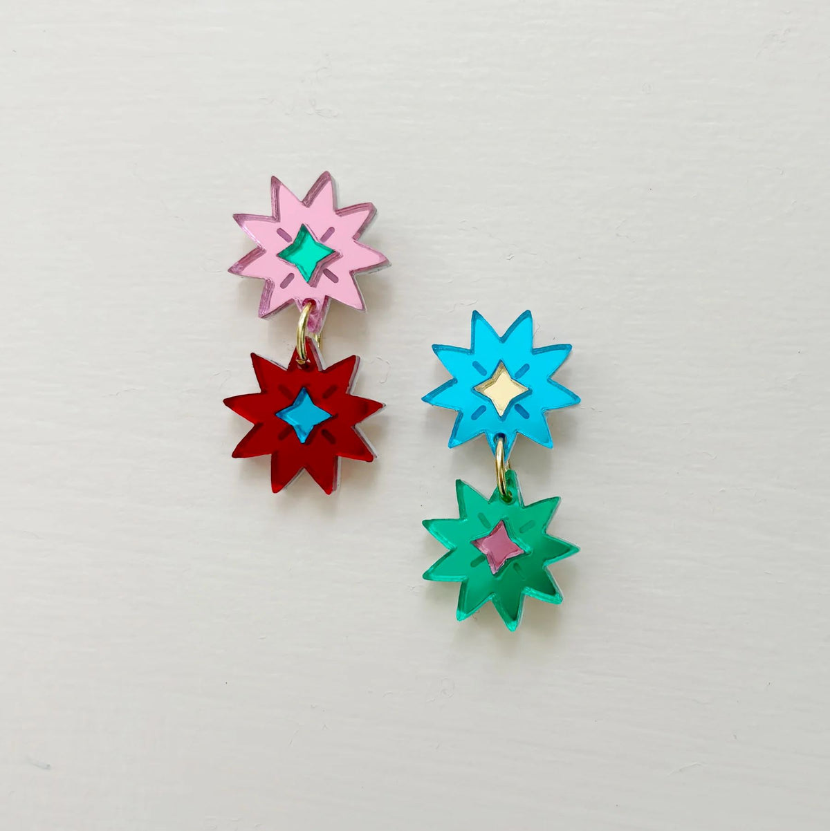 MARTHA JEAN Double Stars - Multi Earrings - Zabecca Living