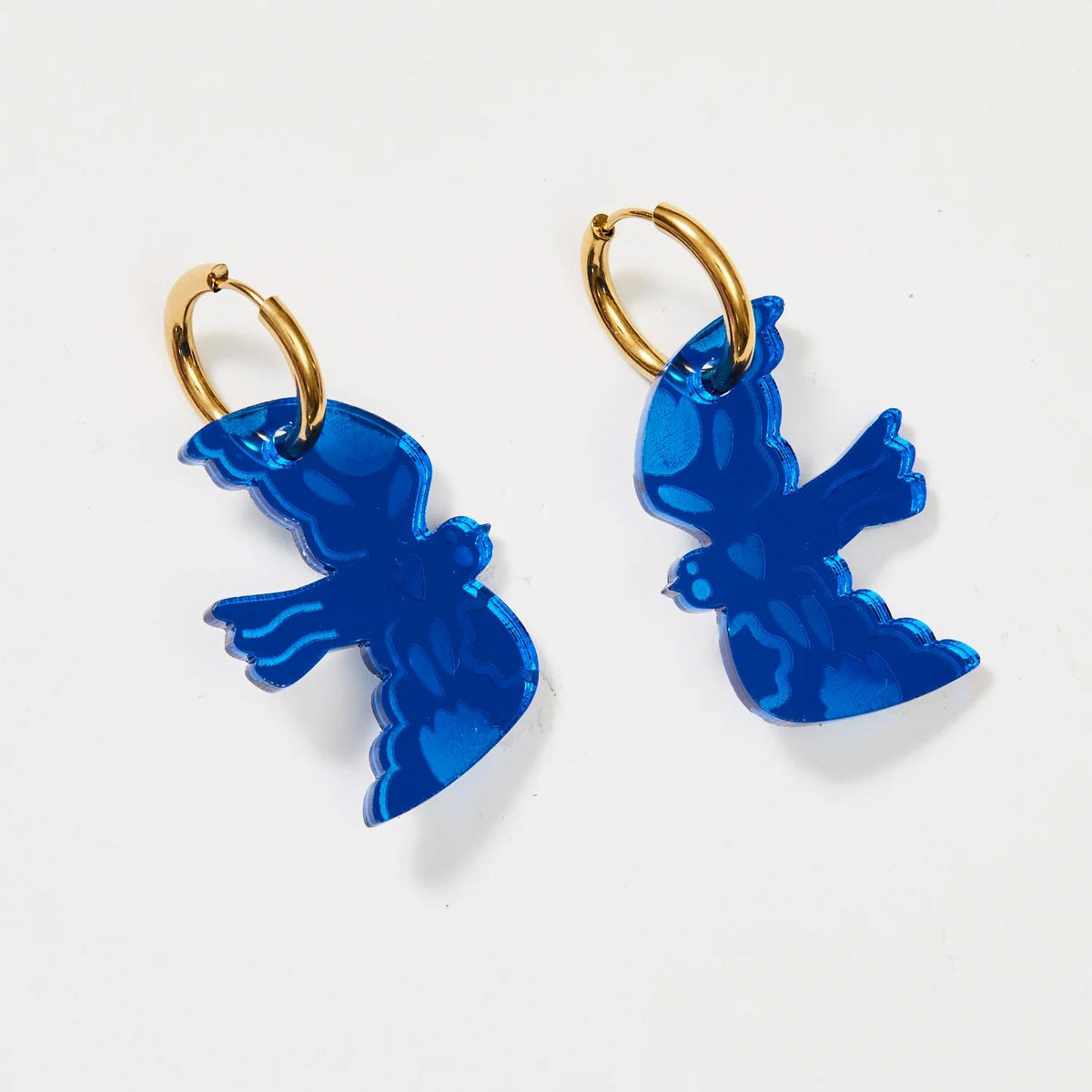 MARTHA JEAN Large Bird Earrings - Cobalt Earrings - Zabecca Living