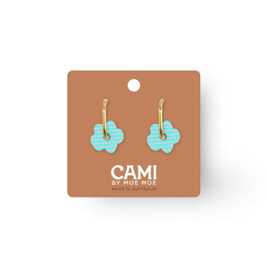 MOE MOE Cami Striped Flower Earring - Aqua/Pink Earrings - Zabecca Living