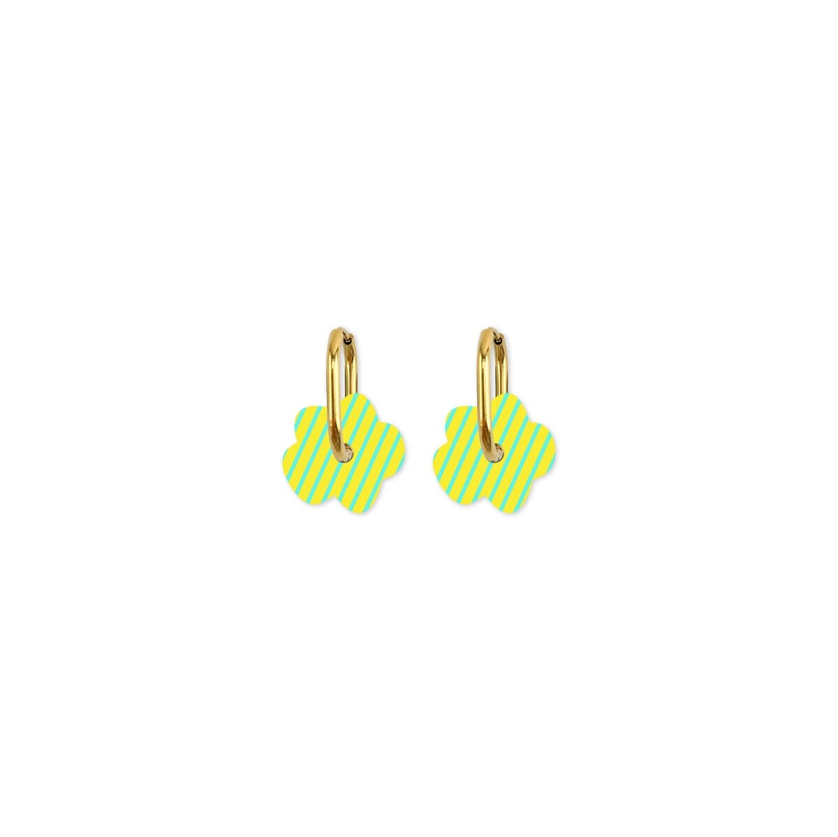 MOE MOE Cami Striped Flower Earring - Yellow/Aqua Earrings - Zabecca Living