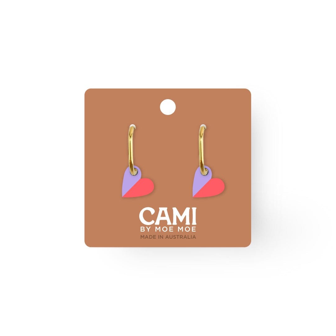 MOE MOE Cami Vovo Heart Earrings - Mauve/Coral Earrings - Zabecca Living