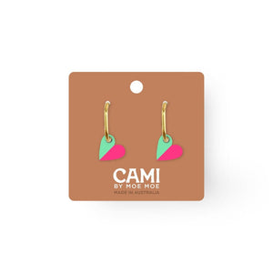 MOE MOE Cami Vovo Heart Earrings - Mint/Hot Pink Earrings - Zabecca Living