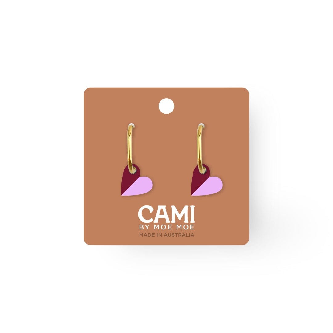 MOE MOE Cami Vovo Heart Earrings - Pinot/Light Mauve Earrings - Zabecca Living