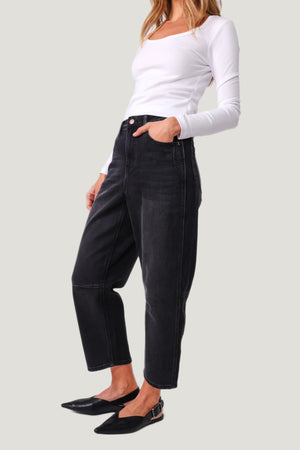 MONACO JEANS Toni Barrel Jeans - Black JEANS - Zabecca Living