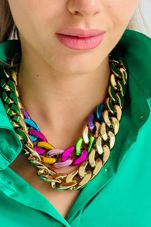 MOSK MELBOURNE Met Chain Necklace - Metallic Gold Necklace - Zabecca Living