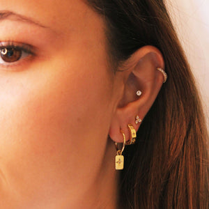 MURKANI 12mm Octagonal Huggies White Topaz - 18KT Yellow Gold Plate Earrings - Zabecca Living