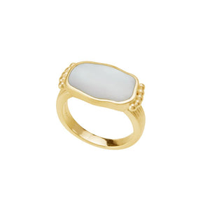 MURKANI Aphrodite Goddess Mother of Pearl Ring - 18KT Yellow Gold Plate Ring - Zabecca Living