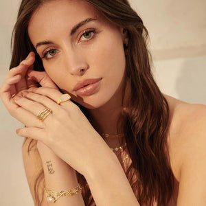 MURKANI Aphrodite Goddess Mother of Pearl Ring - 18KT Yellow Gold Plate Ring - Zabecca Living
