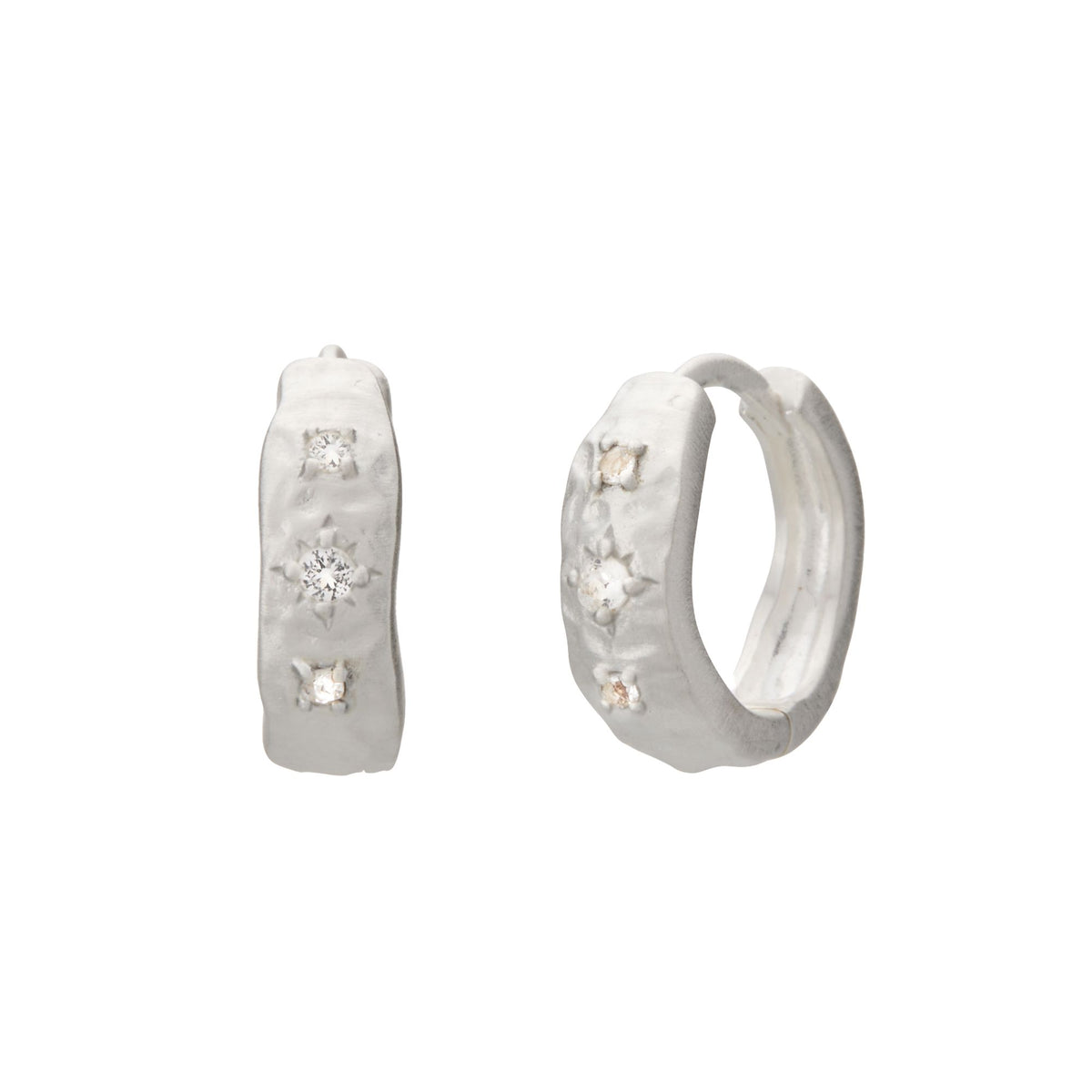 MURKANI Cosmic Love Huggie With White Topaz - Sterling Silver Earrings - Zabecca Living