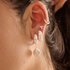 MURKANI Cosmic Love Huggie With White Topaz - Sterling Silver Earrings - Zabecca Living