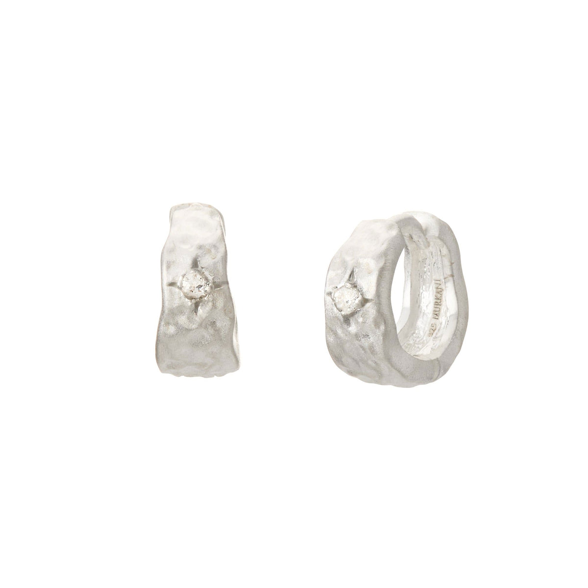 MURKANI Cosmic Love Small Huggie With White Topaz-Sterling Silver Earrings - Zabecca Living
