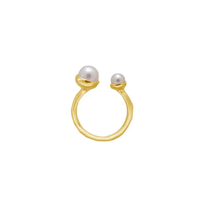 MURKANI Riviera Double Pearl Ring - 18KT Gold Plate Ring - Zabecca Living