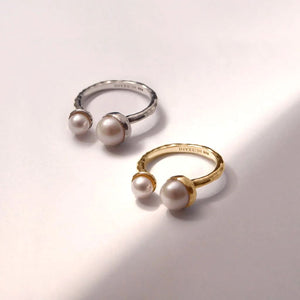 MURKANI Riviera Double Pearl Ring - 18KT Gold Plate Ring - Zabecca Living