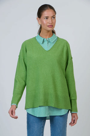 NAMASTAI Sophie V-Neck Jumper - Absinthe Jumpers + Knitwear - Zabecca Living