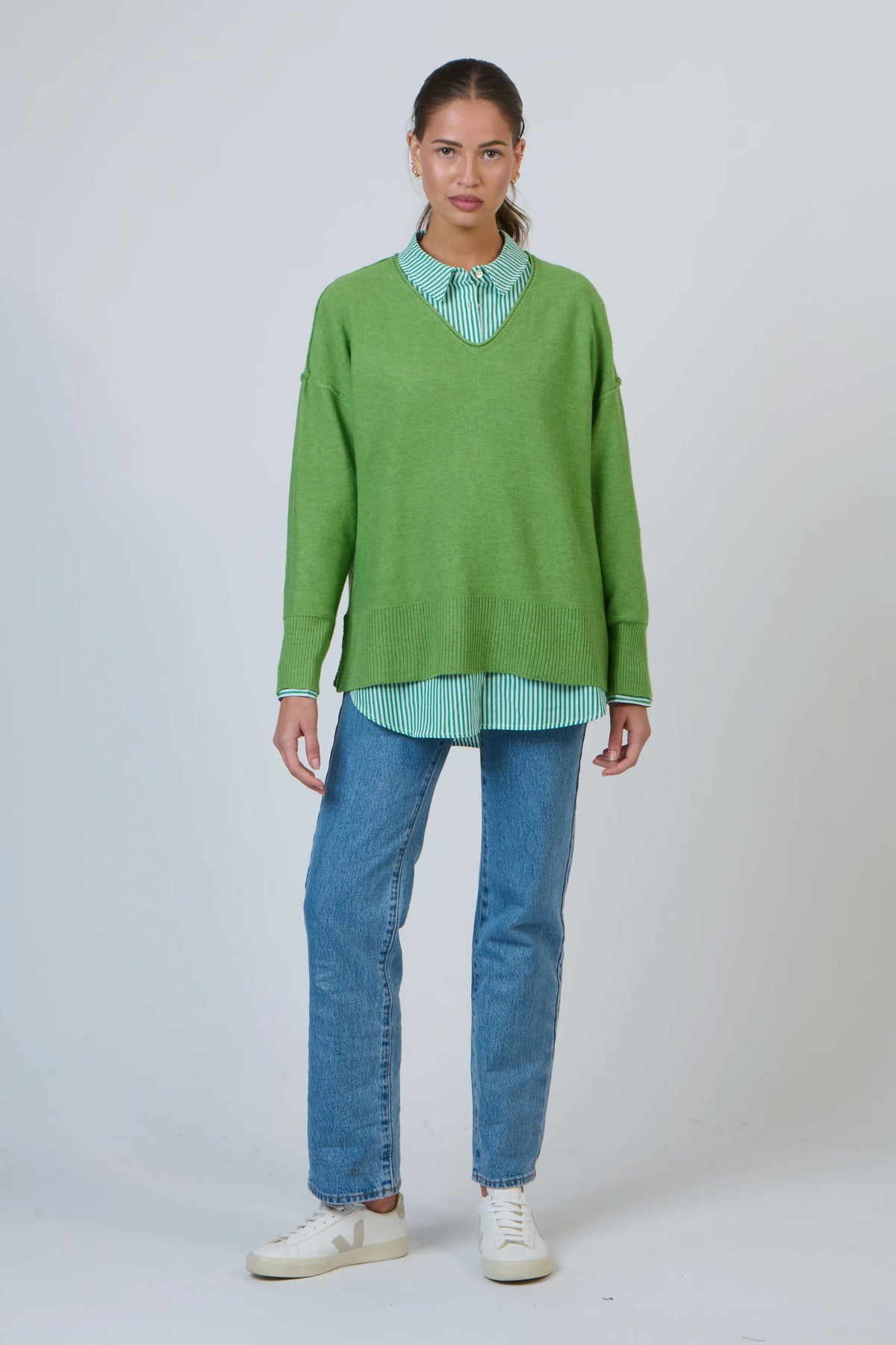 NAMASTAI Sophie V-Neck Jumper - Absinthe Jumpers + Knitwear - Zabecca Living