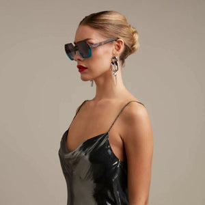 OKKIA Emma Hexagonal Sunglasses - Havana & Blue Sunglasses - Zabecca Living