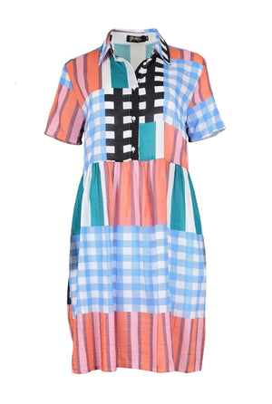 OLGA DE POLGA Central Park Villa Dress Seersucker - Blue Dress - Zabecca Living