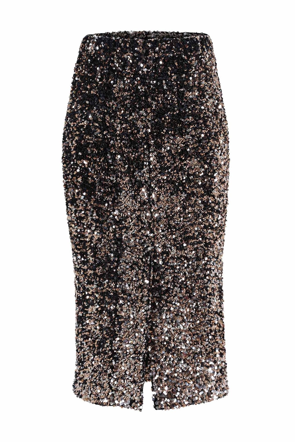 OLGA DE POLGA Jubilee Sequined Velvet Skirt - Gold Silver Skirt - Zabecca Living