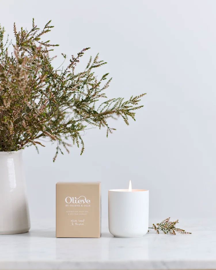 OLIEVE & OLIE Olive Oil & Soy Wax Candle - Olive Leaf & Thyme CANDLE - Zabecca Living