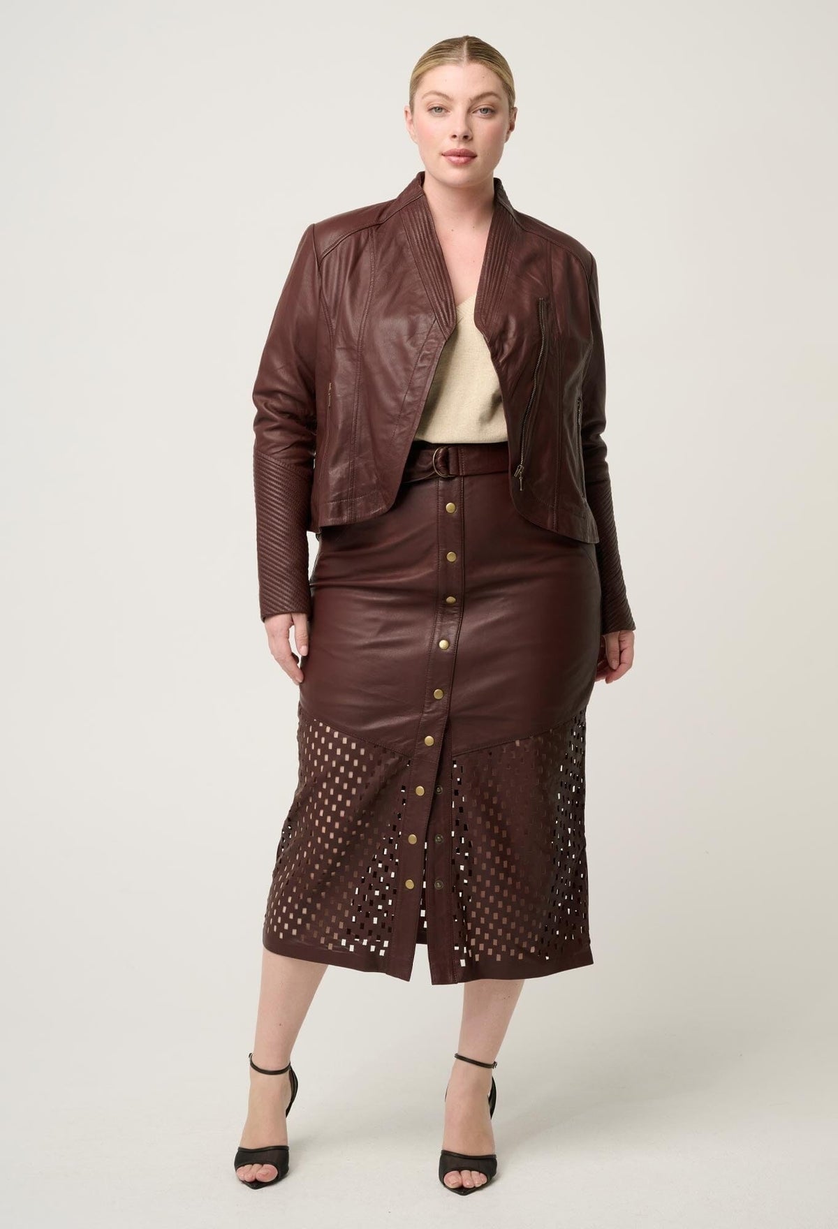 ONCE WAS Acer Leather Shawl Collar Detail Jacket - Oxblood Jacket - Zabecca Living