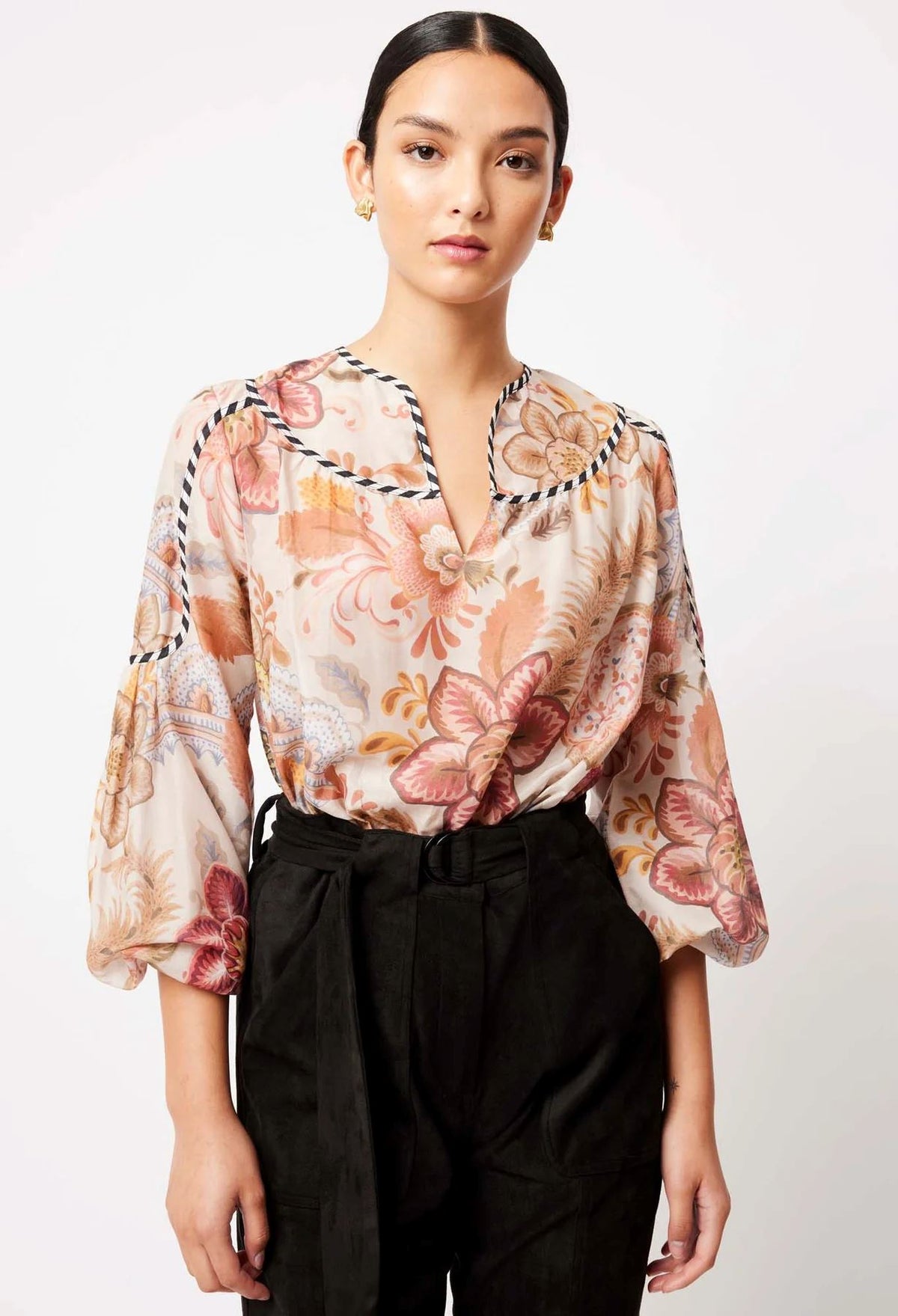 ONCE WAS Altair Cotton Silk Top - Aires Floral Shirts & Blouses - Zabecca Living