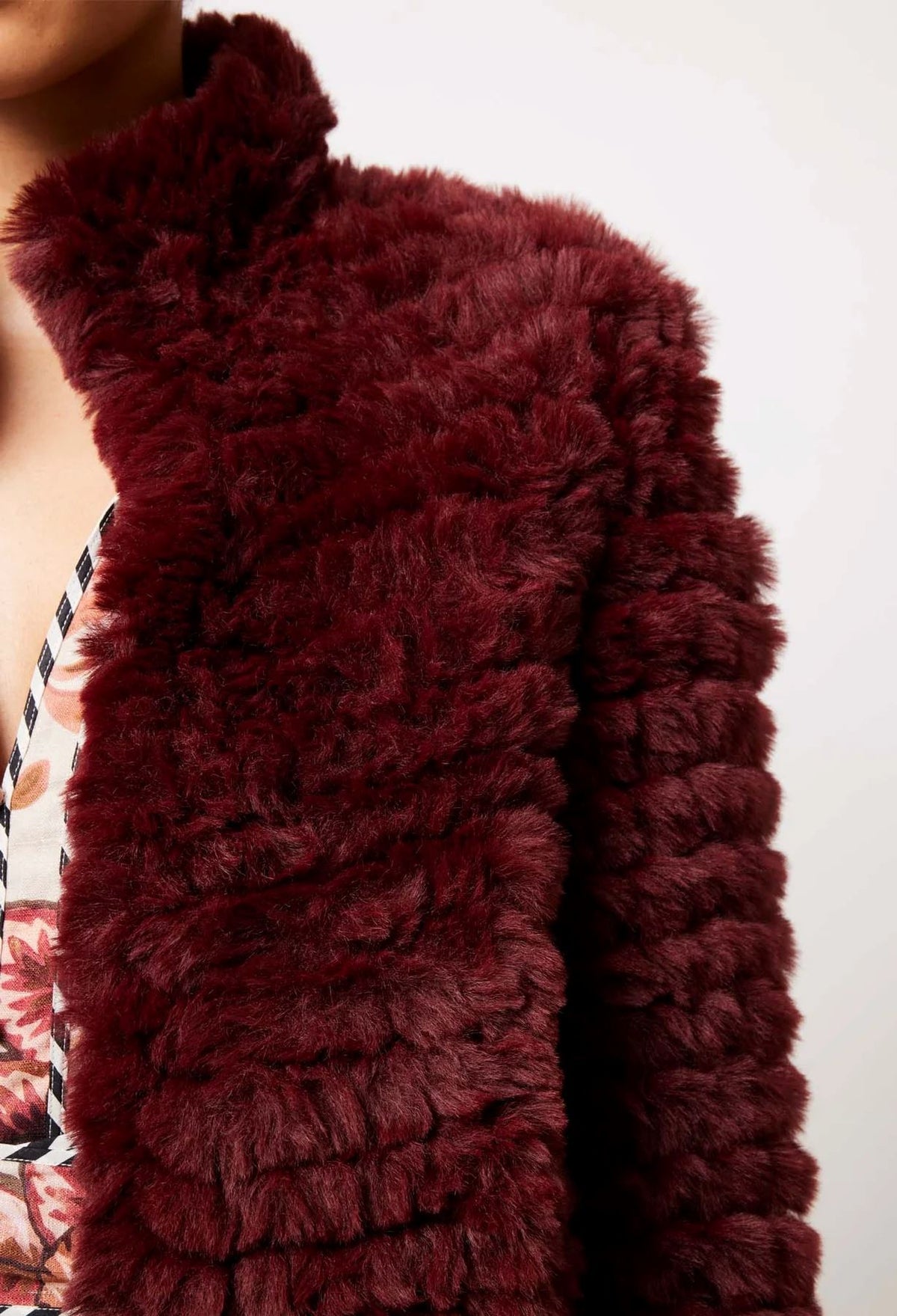 ONCE WAS Altair Faux Fur Bomber Jacket - Scarlet Jacket - Zabecca Living