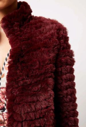 ONCE WAS Altair Faux Fur Bomber Jacket - Scarlet Jacket - Zabecca Living