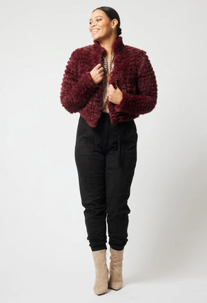 ONCE WAS Altair Faux Fur Bomber Jacket - Scarlet Jacket - Zabecca Living