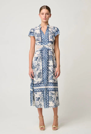 ONCE WAS Amoya Linen Viscose Dress - Ink Flè Print Dress - Zabecca Living