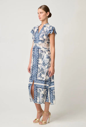 ONCE WAS Amoya Linen Viscose Dress - Ink Flè Print Dress - Zabecca Living