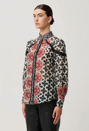 ONCE WAS Astrid Cotton Silk Shirt - Country Tapestry Shirts & Blouses - Zabecca Living