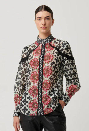 ONCE WAS Astrid Cotton Silk Shirt - Country Tapestry Shirts & Blouses - Zabecca Living