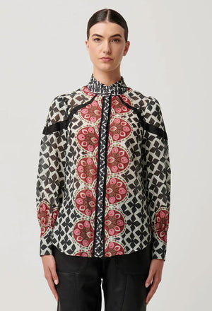 ONCE WAS Astrid Cotton Silk Shirt - Country Tapestry Shirts & Blouses - Zabecca Living