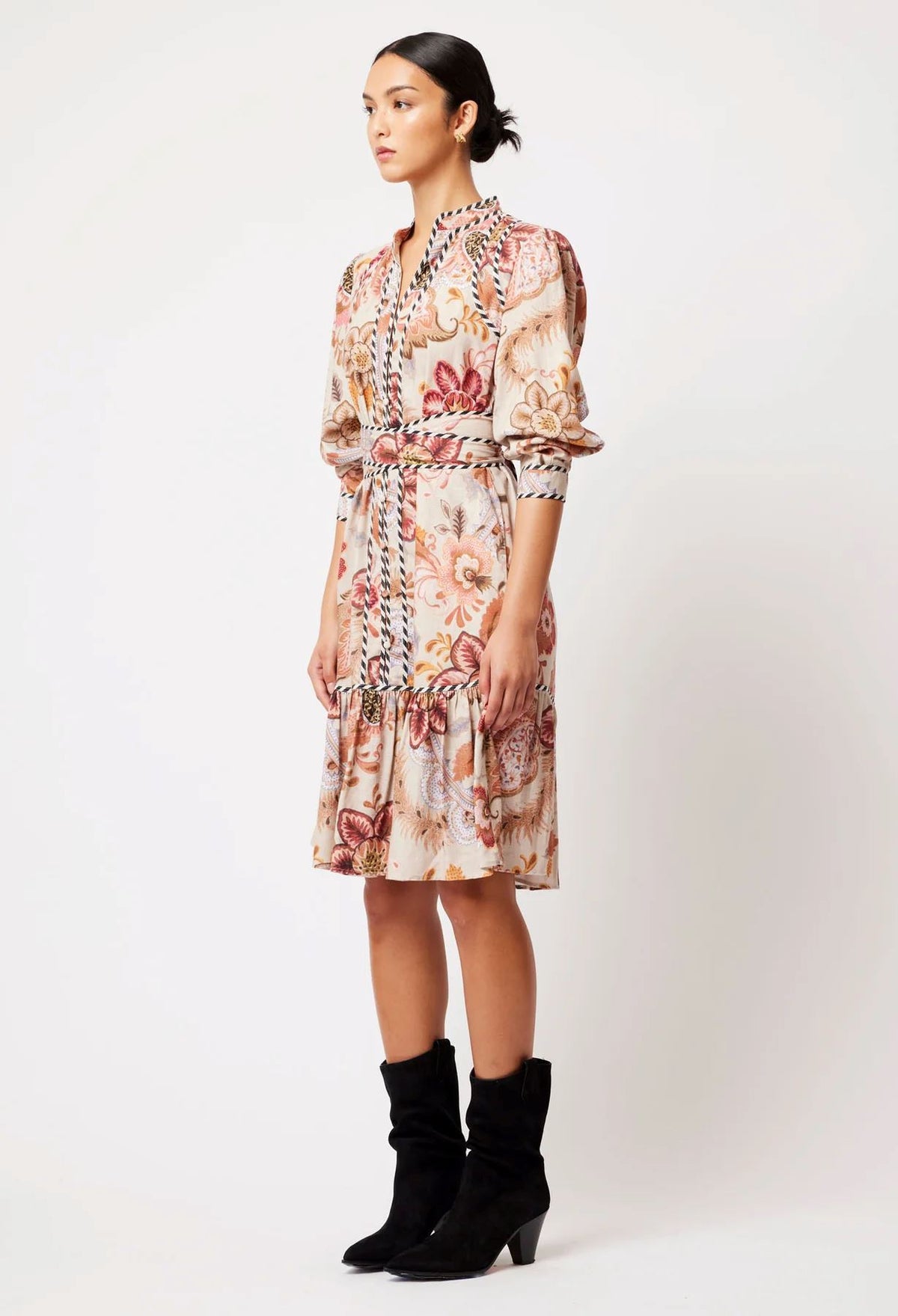 ONCE WAS Atlas Linen Viscose Dress - Aires Floral Dress - Zabecca Living