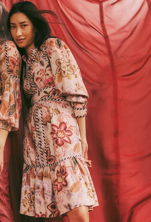 ONCE WAS Atlas Linen Viscose Dress - Aires Floral Dress - Zabecca Living