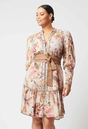ONCE WAS Atlas Linen Viscose Dress - Aires Floral Dress - Zabecca Living
