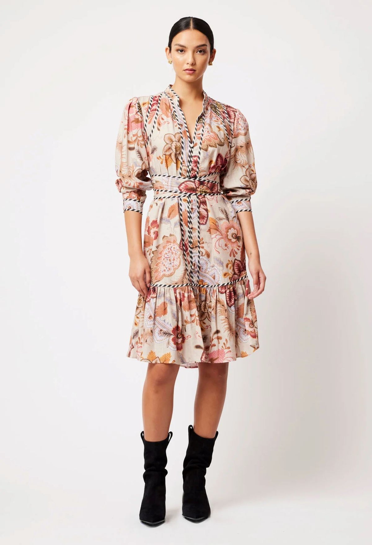 ONCE WAS Atlas Linen Viscose Dress - Aires Floral Dress - Zabecca Living