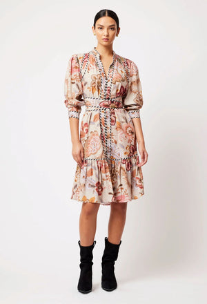 ONCE WAS Atlas Linen Viscose Dress - Aires Floral Dress - Zabecca Living
