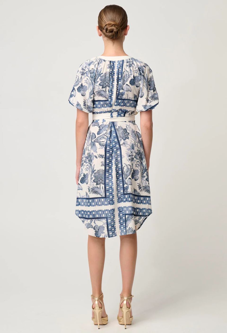 ONCE WAS Bijou Linen Viscose Dress - Ink Flè Print Dress - Zabecca Living